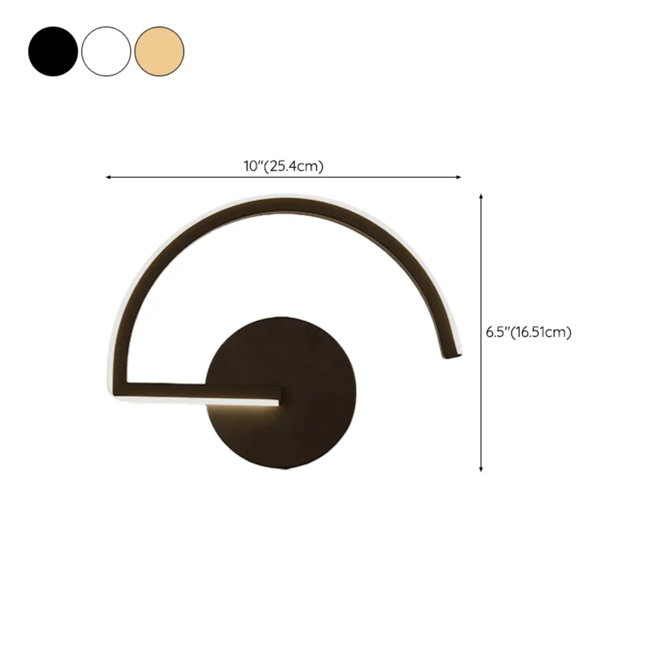 Modern Minimalist LED Wall Light with Arch Design #size | homeyfad