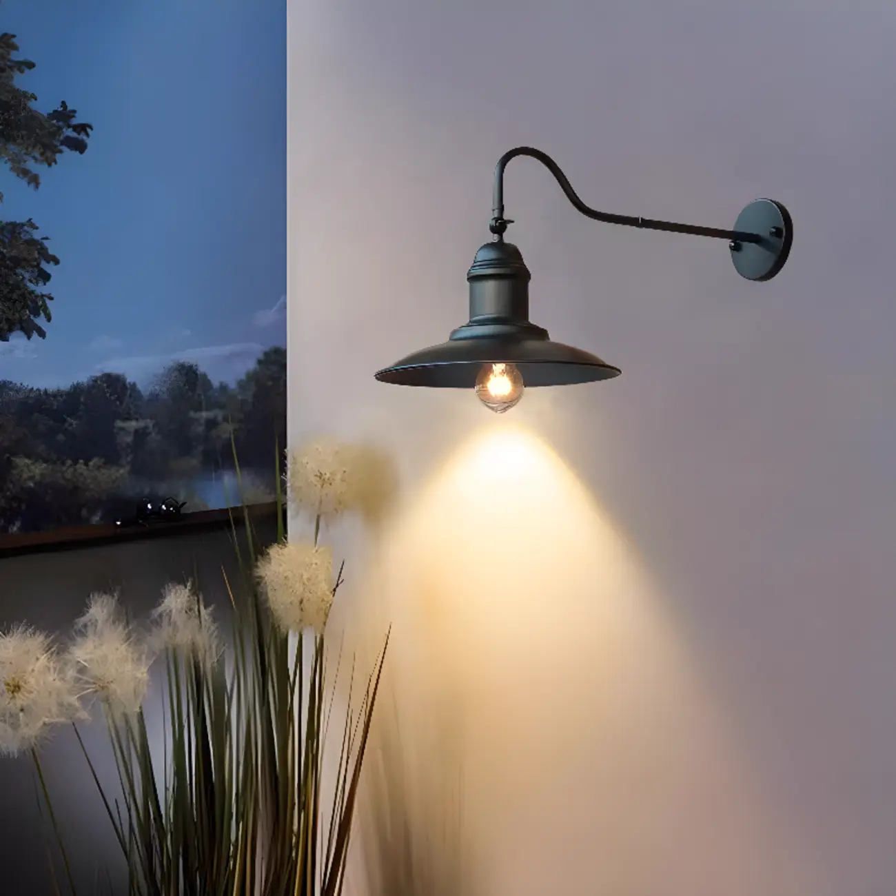 Rustic Iron Outdoor Wall Light with LED Adaptability Image - 2 | homeyfad