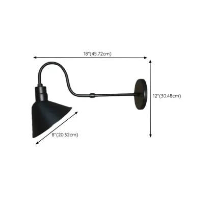 Rustic Iron Outdoor Wall Light with LED Adaptability #size
