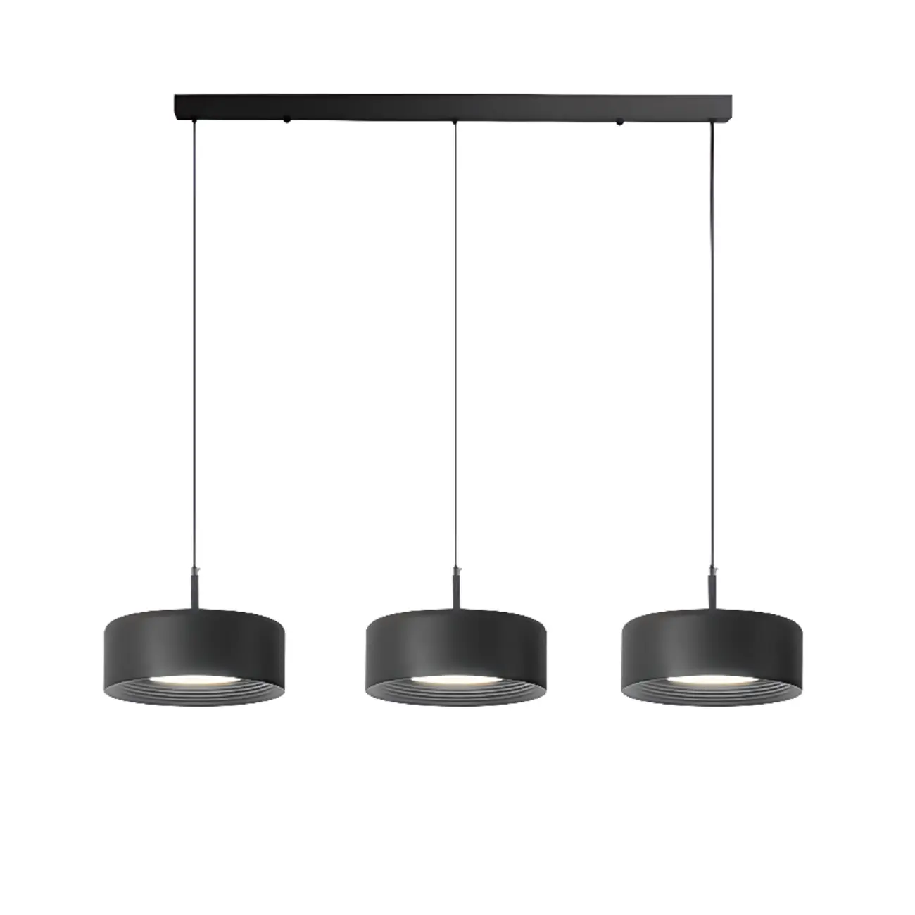 3-Light Dimmable LED Kitchen Island Light Metal Drum Minimalist Image - 2 | homeyfad