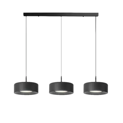 3-Light Dimmable LED Kitchen Island Light Metal Drum Minimalist Image - 2