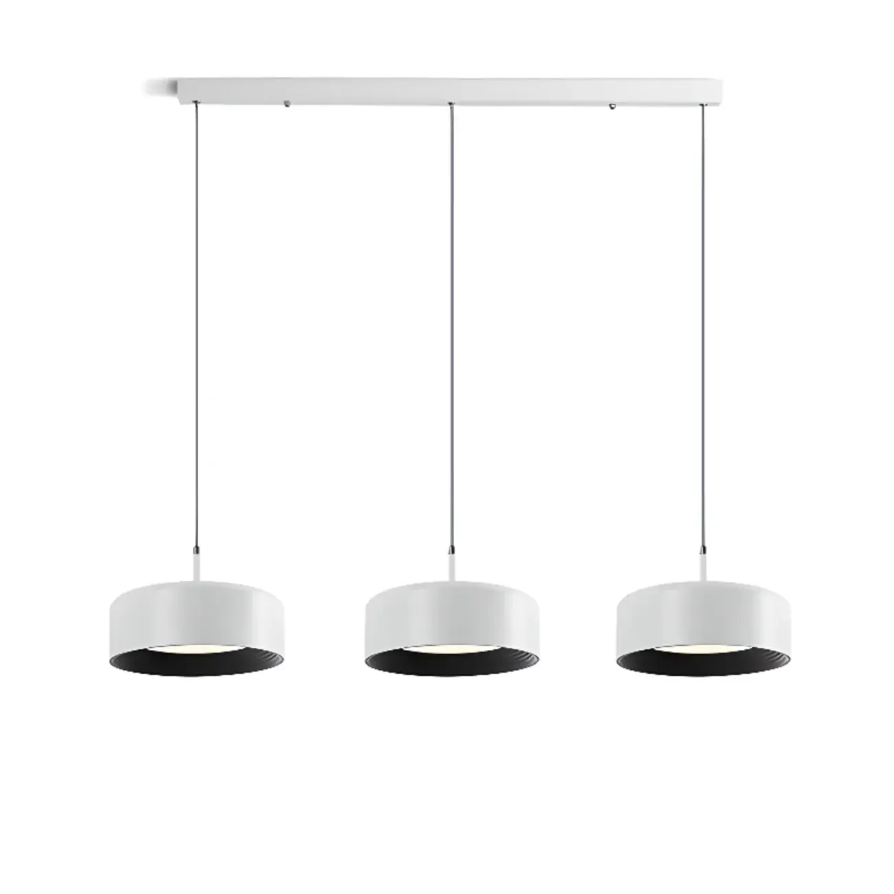 3-Light Dimmable LED Kitchen Island Light Metal Drum Minimalist Image - 3