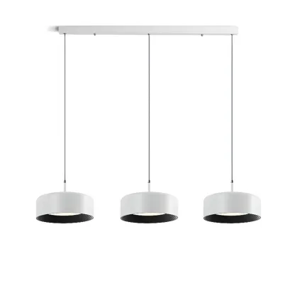 3-Light Dimmable LED Kitchen Island Light Metal Drum Minimalist Image - 3
