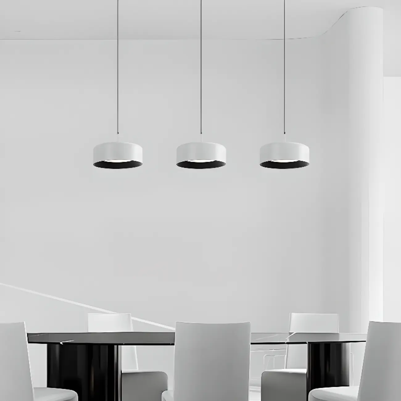 3-Light Dimmable LED Kitchen Island Light Metal Drum Minimalist Image - 5 | homeyfad