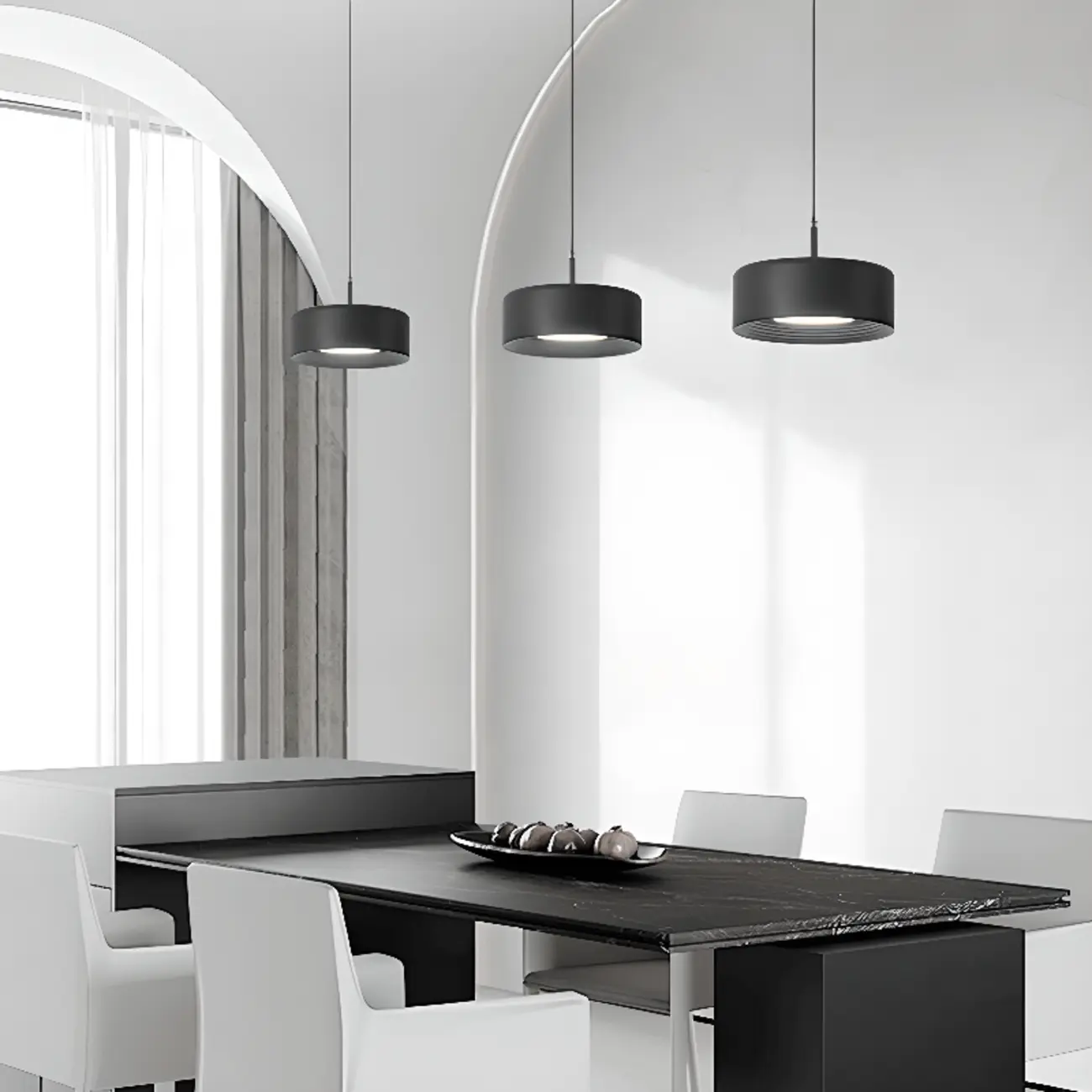 3-Light Dimmable LED Kitchen Island Light Metal Drum Minimalist Image - 6 | homeyfad