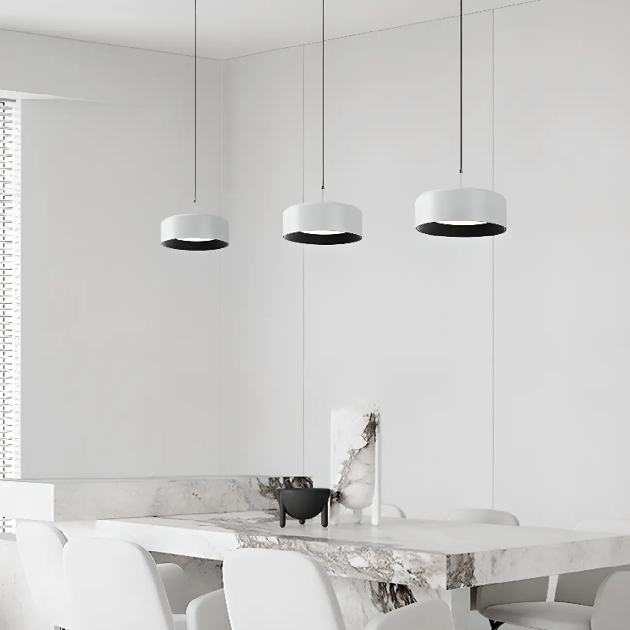 3-Light Dimmable LED Kitchen Island Light Metal Drum Minimalist Image - 10 | homeyfad