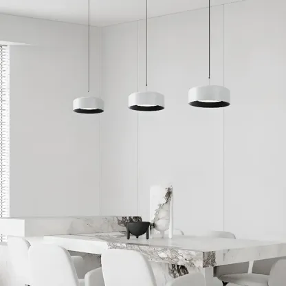 3-Light Dimmable LED Kitchen Island Light Metal Drum Minimalist Image - 10