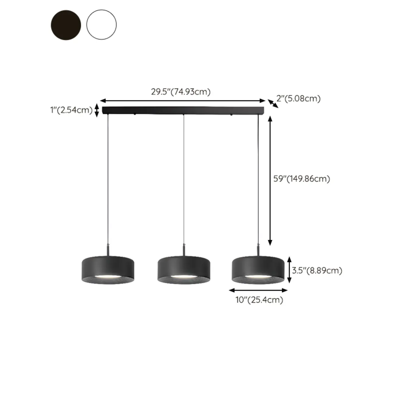 3-Light Dimmable LED Kitchen Island Light Metal Drum Minimalist #size | homeyfad