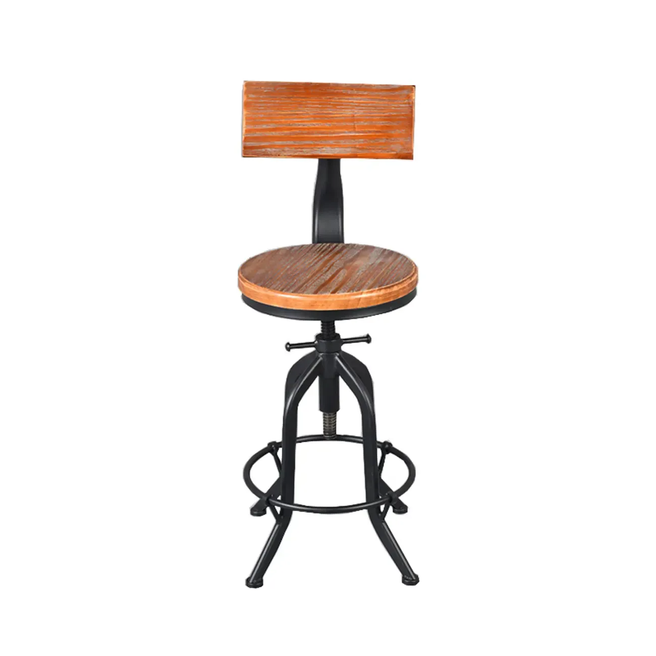 Steampunk Pine Wood Adjustable Bar Stools for Pubs Image - 6