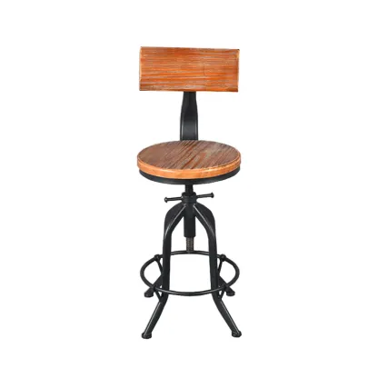 Steampunk Pine Wood Adjustable Bar Stools for Pubs Image - 6