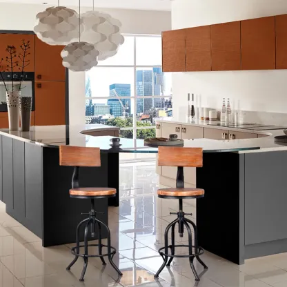 Steampunk Pine Wood Adjustable Bar Stools for Pubs Image - 2