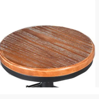 Steampunk Pine Wood Adjustable Bar Stools for Pubs Image - 4