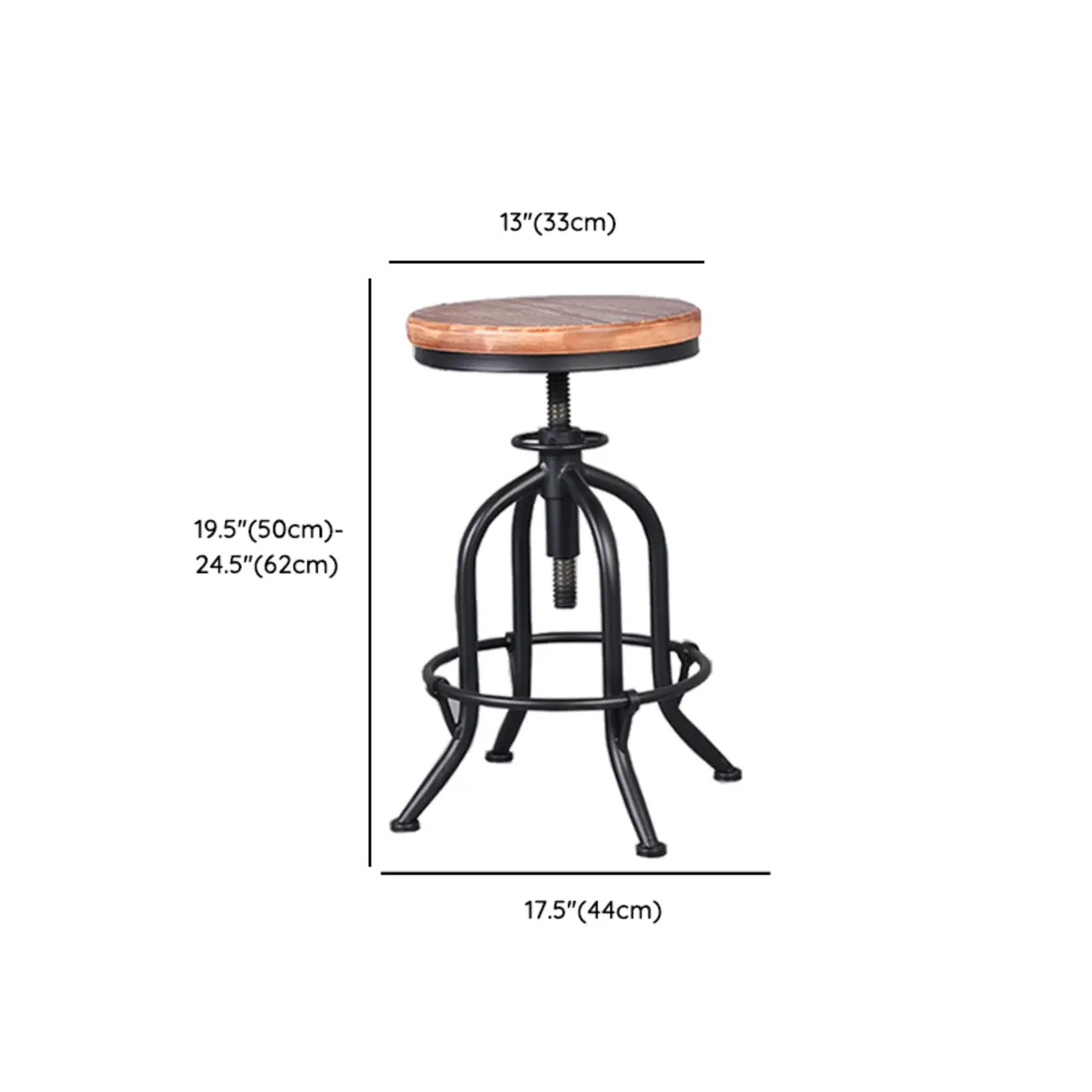 Steampunk Pine Wood Adjustable Bar Stools for Pubs Image - 10 | homeyfad