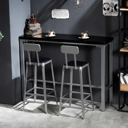 Old School Pine Coal Bistro Table with Foot Platform Image - 1