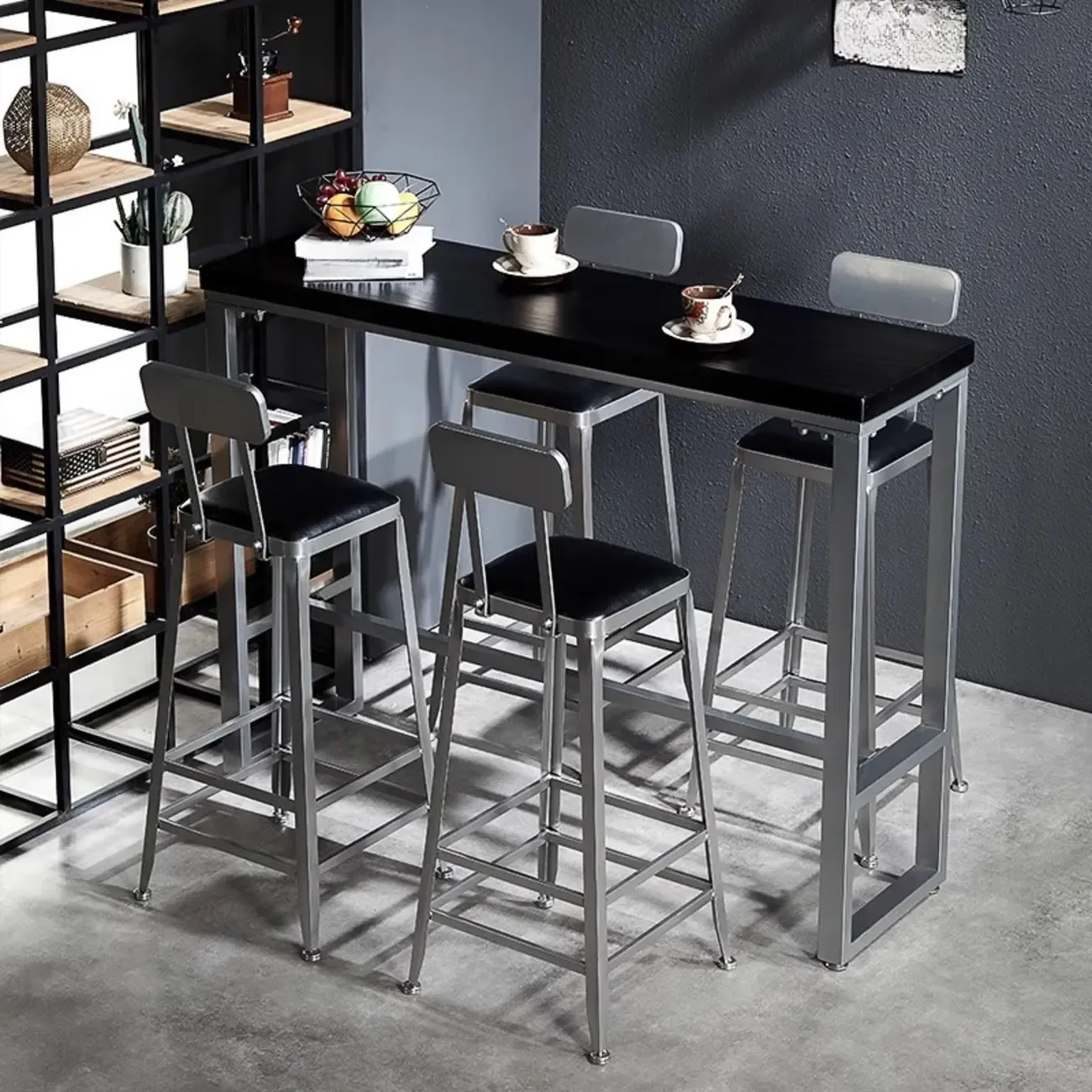 Old School Pine Coal Bistro Table with Foot Platform Image - 2