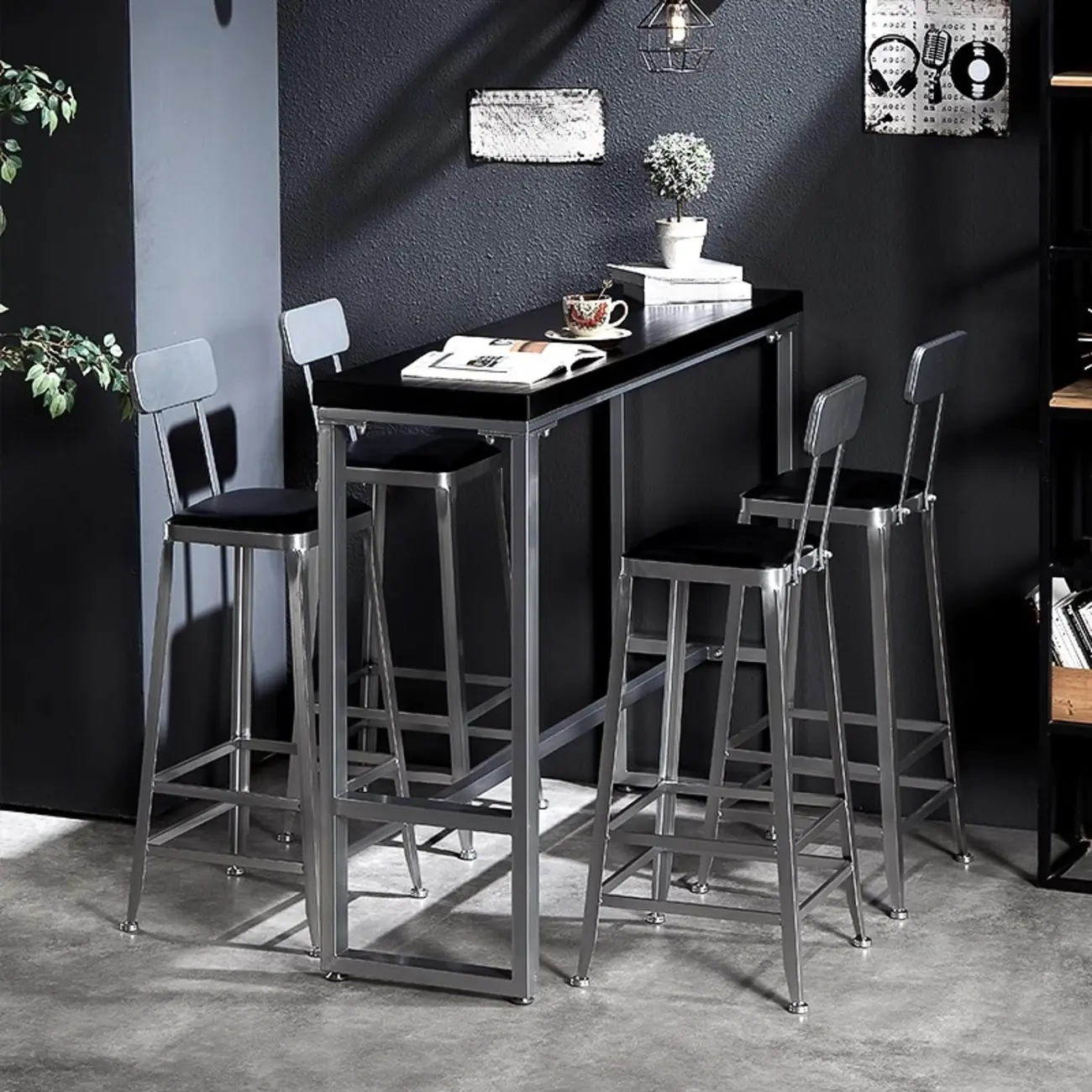 Old School Pine Coal Bistro Table with Foot Platform Image - 3 | homeyfad