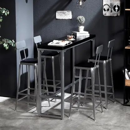 Old School Pine Coal Bistro Table with Foot Platform Image - 3