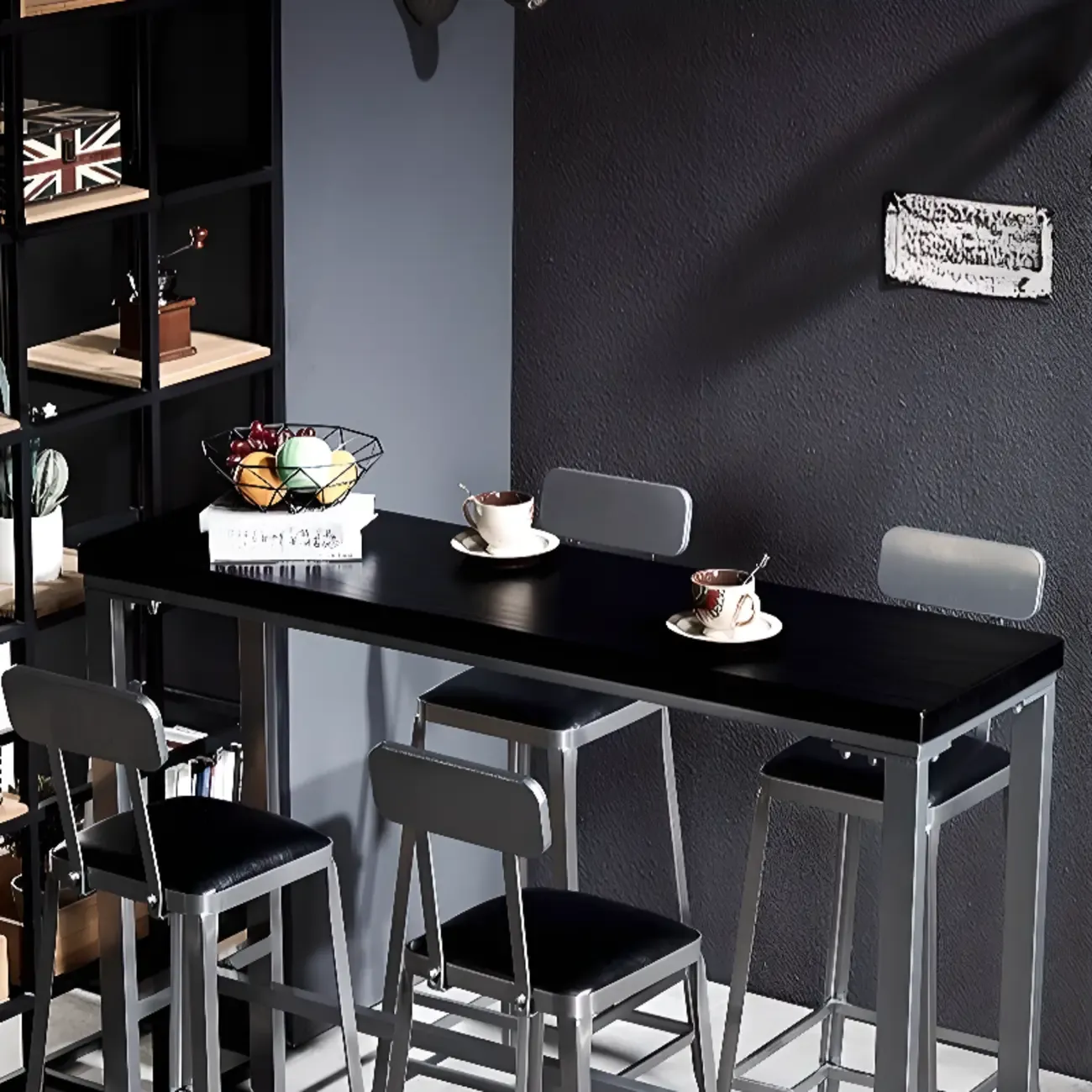 Old School Pine Coal Bistro Table with Foot Platform Image - 7