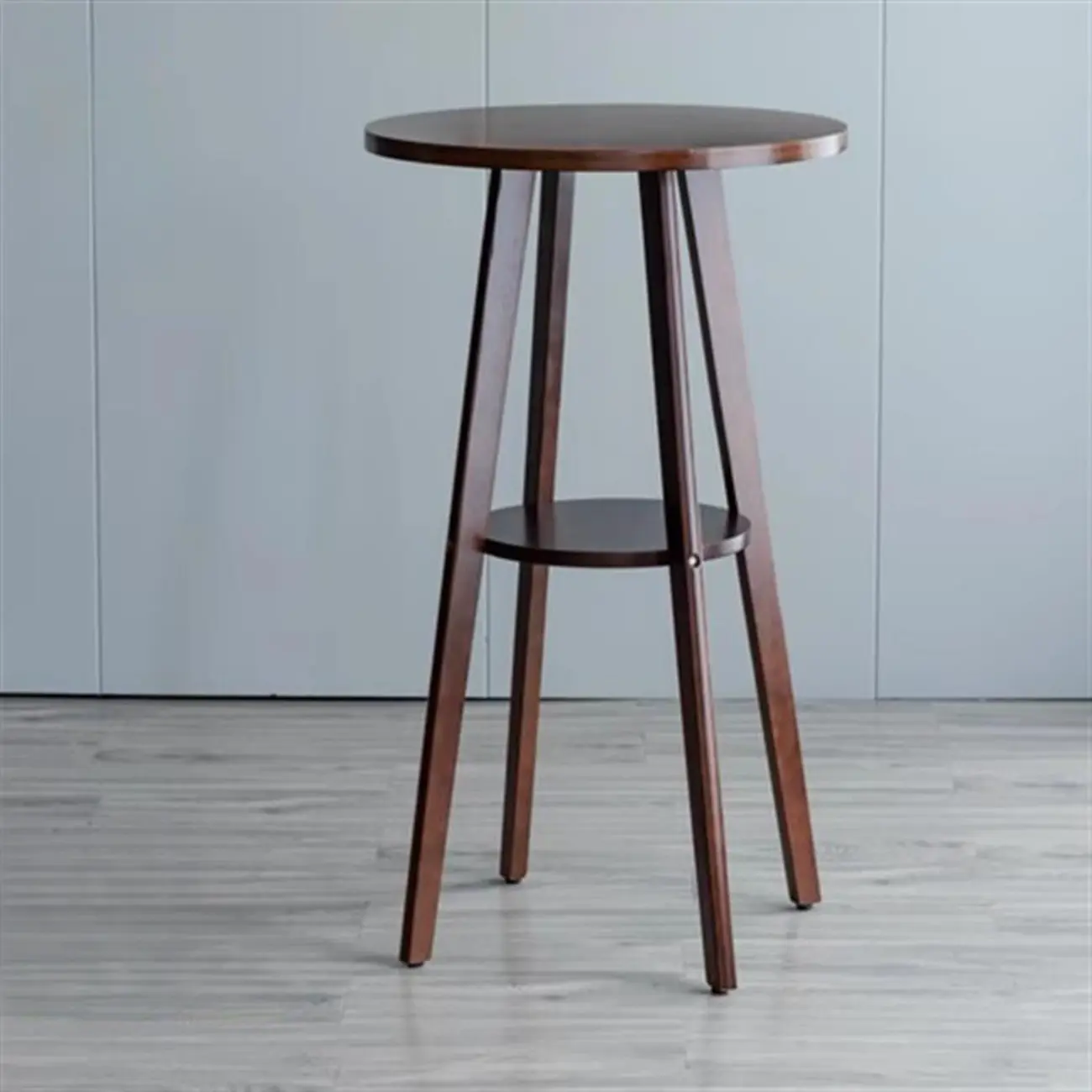 Scandinavian Rubberwood Round Bar Tables with Shelf Image - 4 | homeyfad