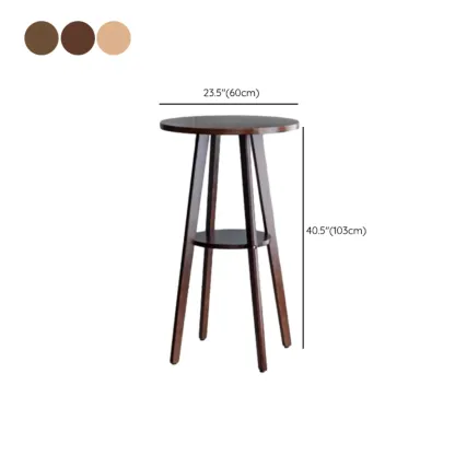 Scandinavian Rubberwood Round Bar Tables with Shelf #size