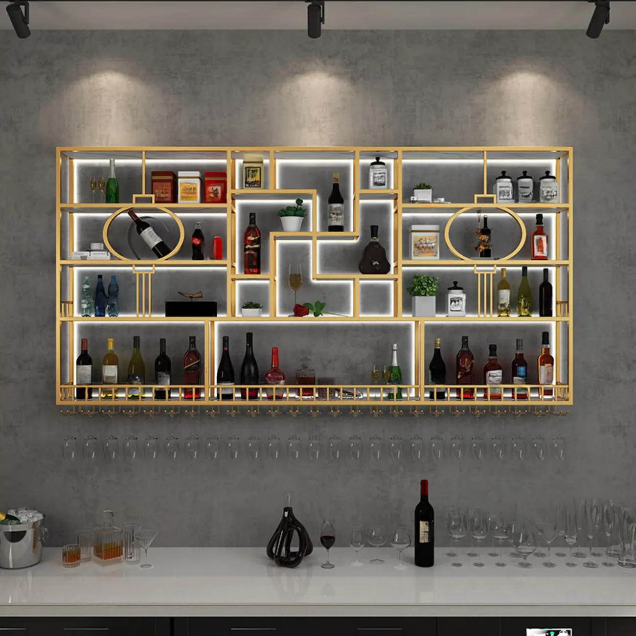 Stackable Metal Wall-Mounted Wine Rack Glass Holder Image - 1 | homeyfad