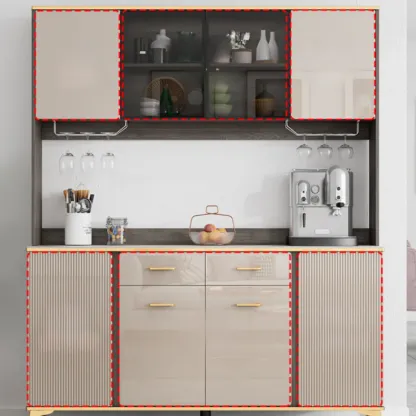 Glam Adjustable Wooden Dining Hutch China Cabinet Image - 2