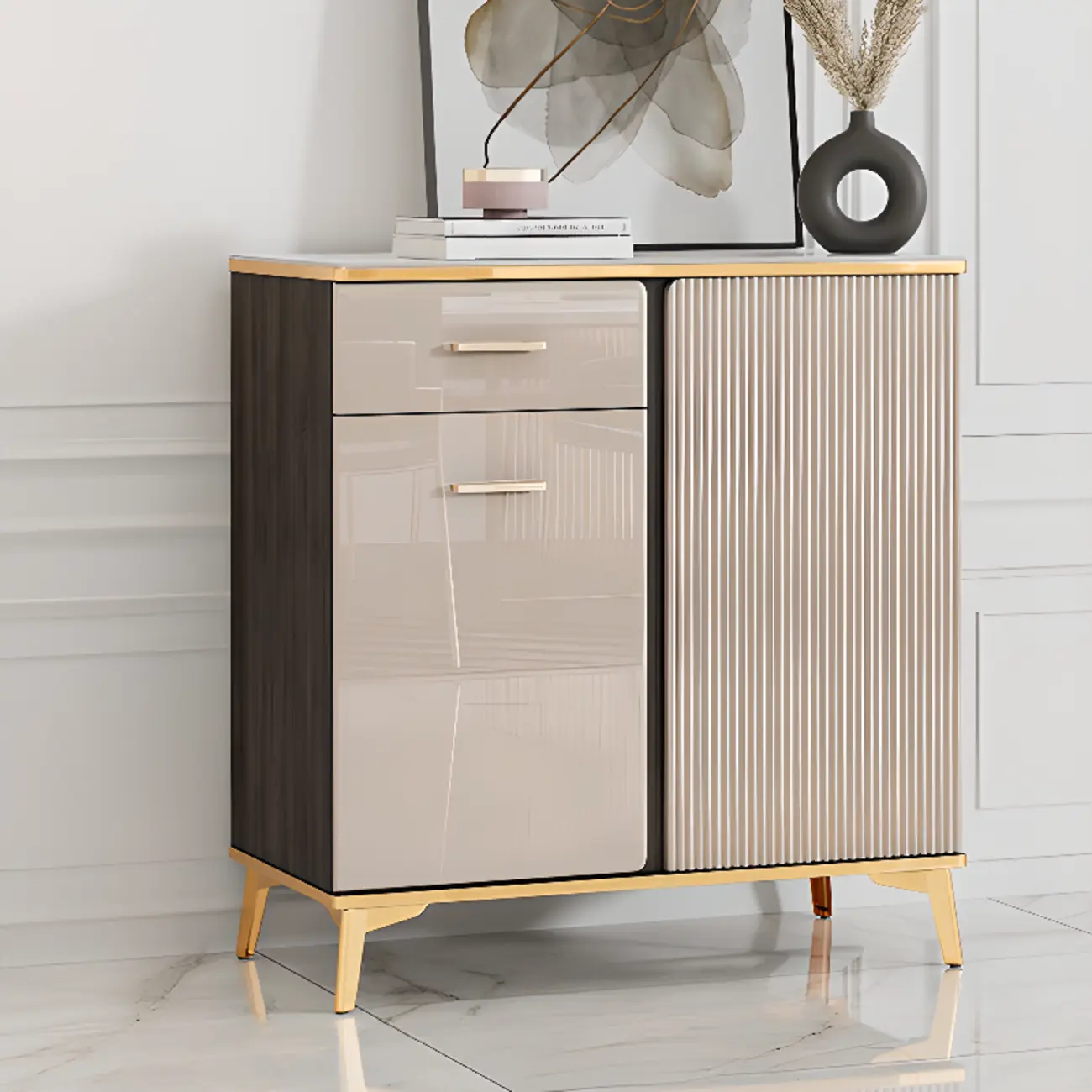 Glam Adjustable Wooden Dining Hutch China Cabinet Image - 3 | homeyfad