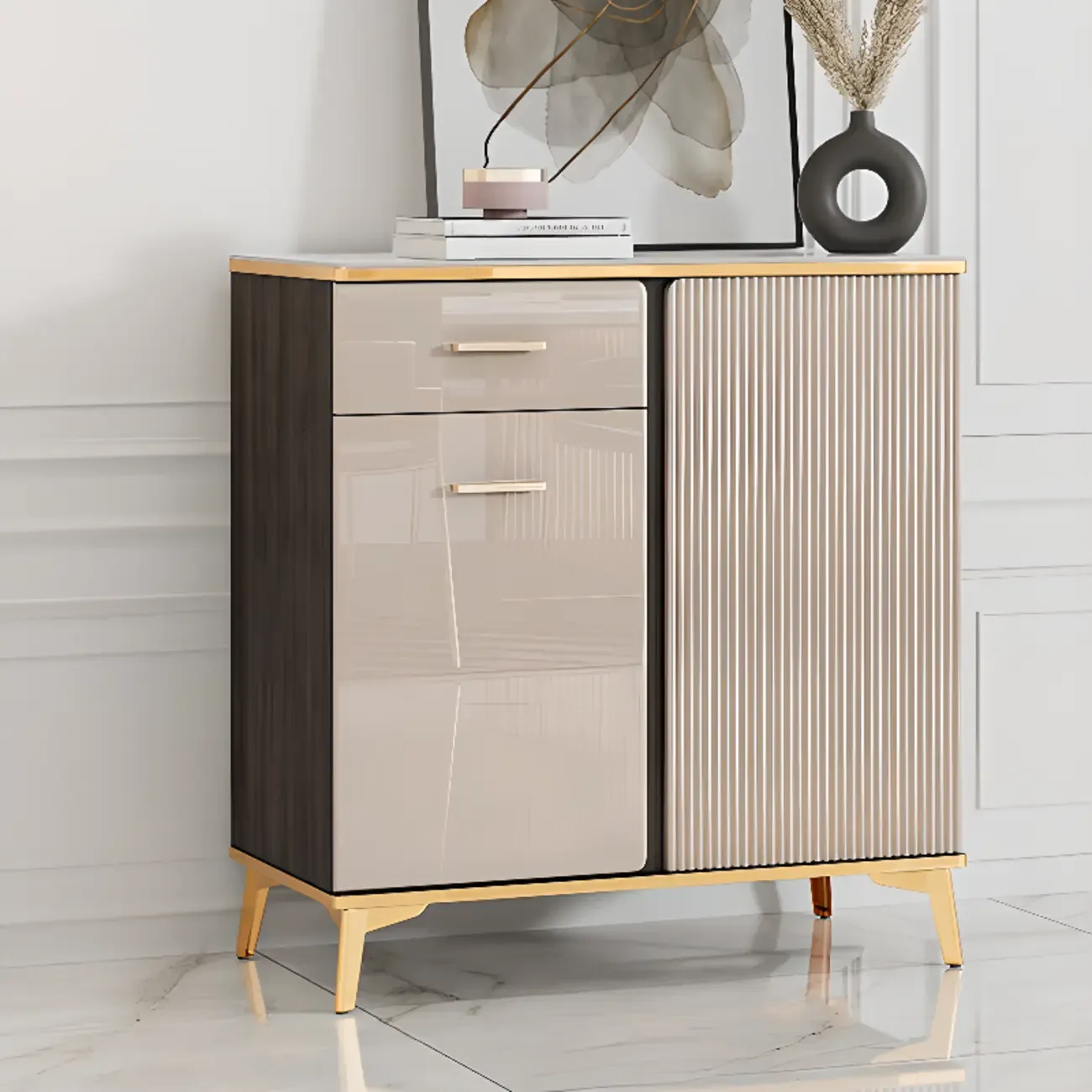 Glam Adjustable Wooden Dining Hutch China Cabinet Image - 3