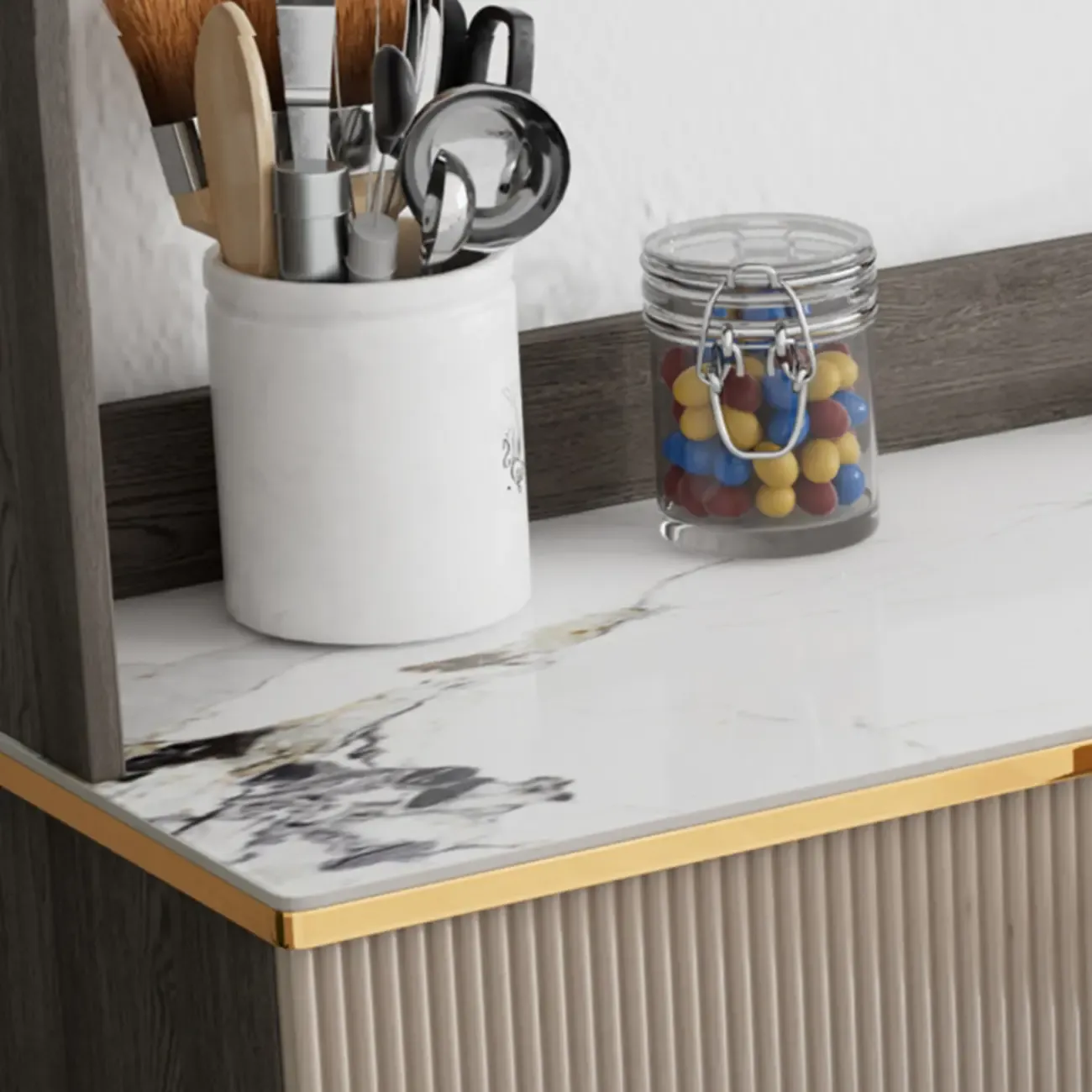 Glam Adjustable Wooden Dining Hutch China Cabinet Image - 6