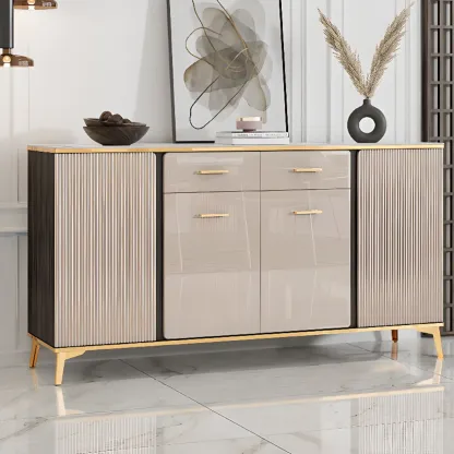 Glam Adjustable Wooden Dining Hutch China Cabinet Image - 5