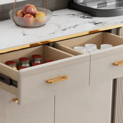 Glam Adjustable Wooden Dining Hutch China Cabinet Image - 7