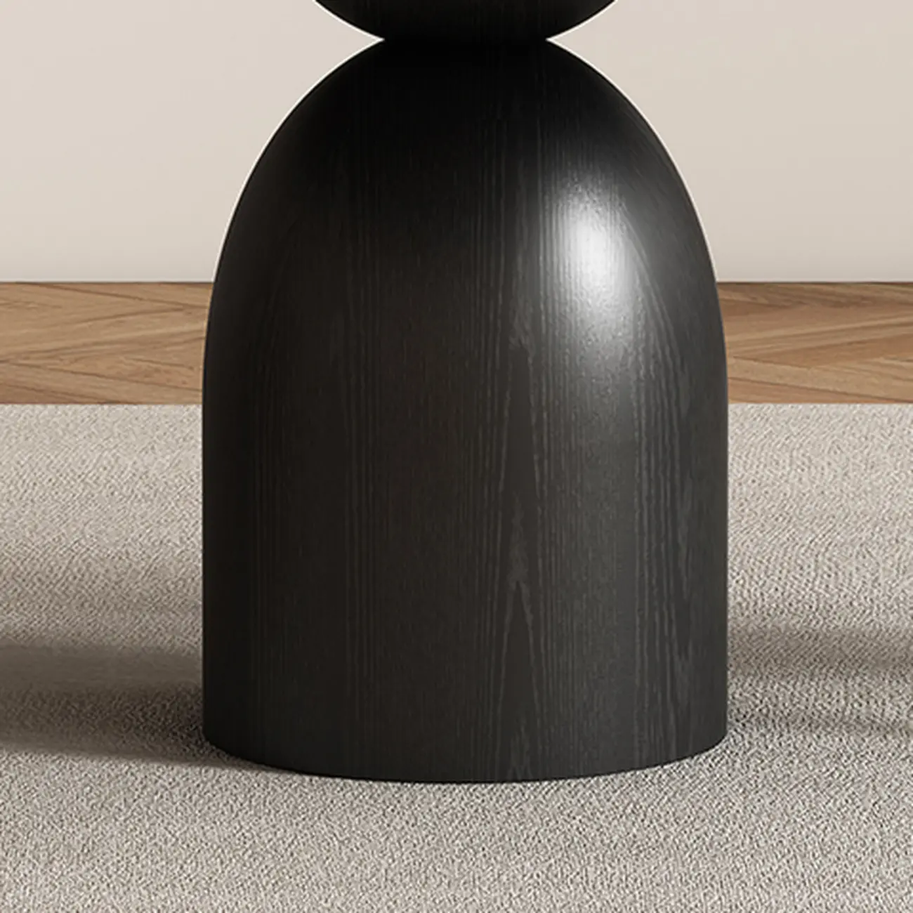 Simple Black Wood Round Stone Dining Table Image - 11 | homeyfad
