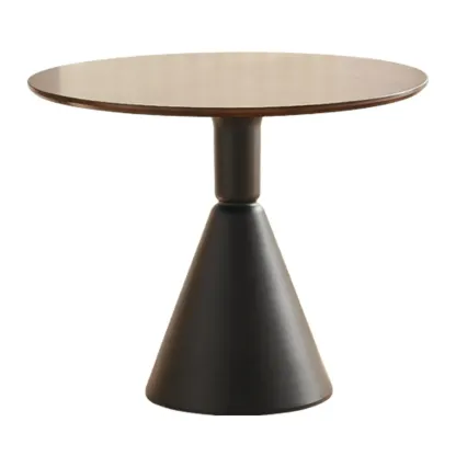 Simple Brown Wood Round Dining Table for Small Space Image - 2