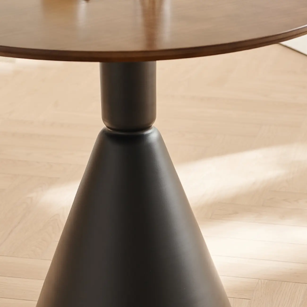 Simple Brown Wood Round Dining Table for Small Space Image - 6 | homeyfad