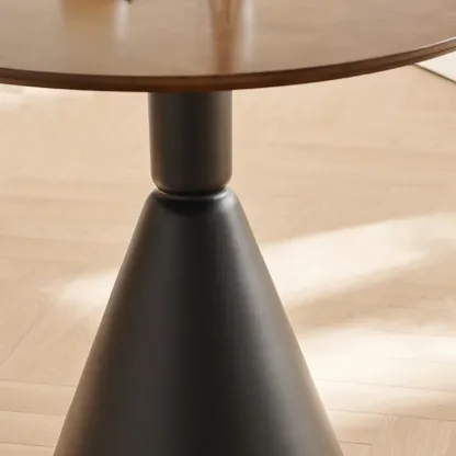 Simple Brown Wood Round Dining Table for Small Space Image - 6