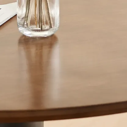 Simple Brown Wood Round Dining Table for Small Space Image - 8