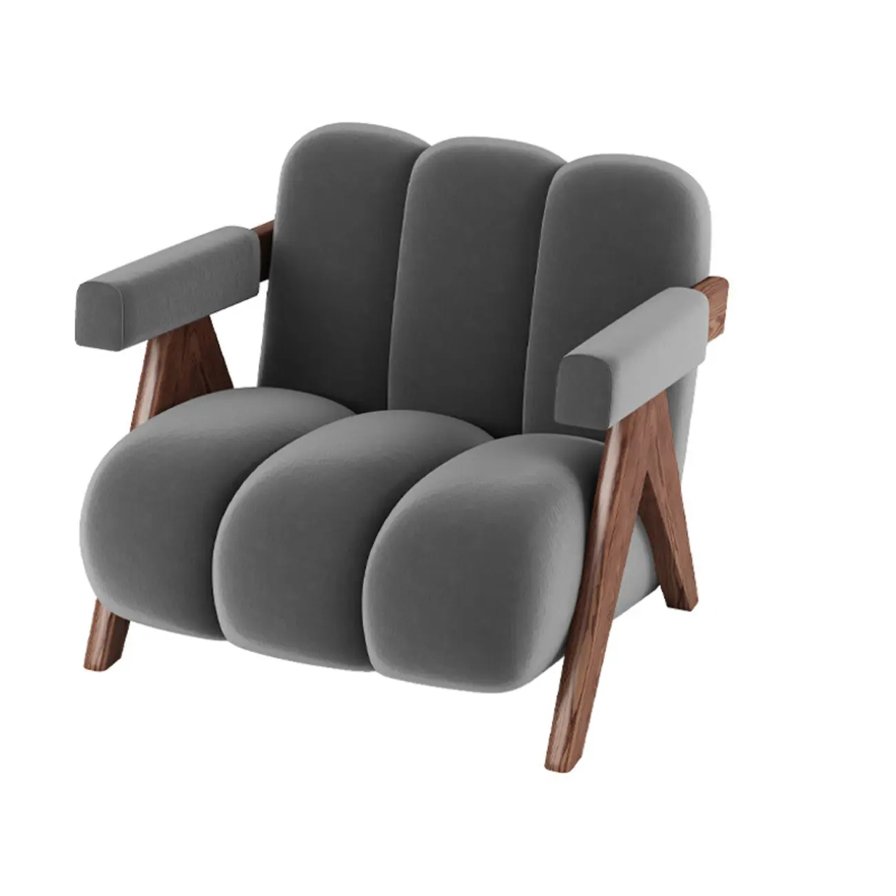 Vintage Fabric Accent Chair with Wooden Base for Living Room Image - 10 | homeyfad