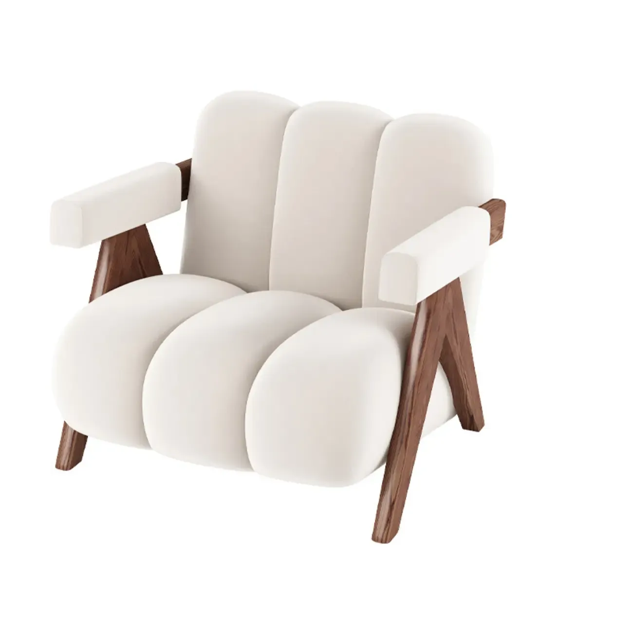 Vintage Fabric Accent Chair with Wooden Base for Living Room Image - 11
