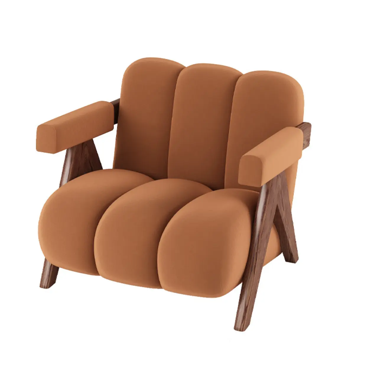 Vintage Fabric Accent Chair with Wooden Base for Living Room Image - 12 | homeyfad