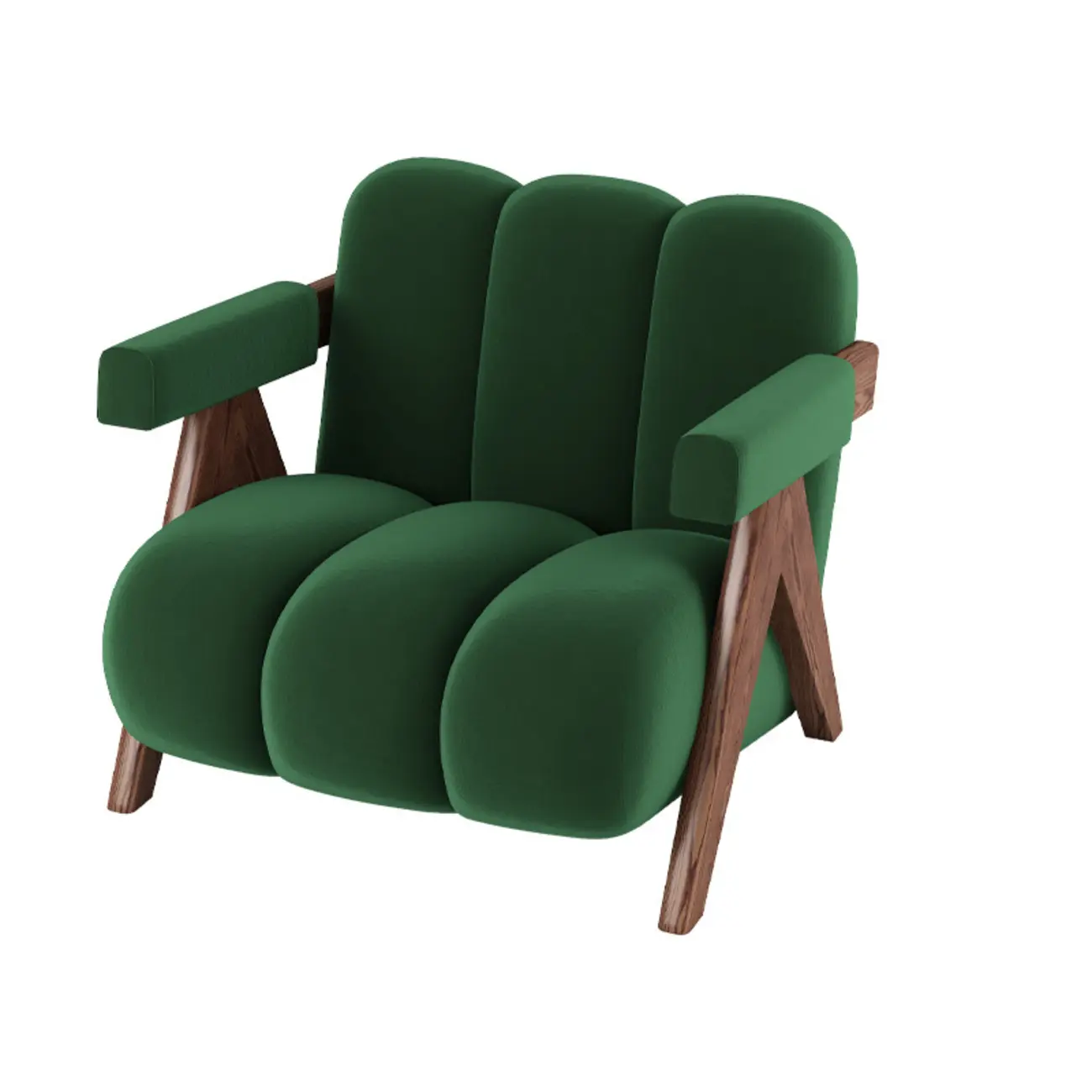 Vintage Fabric Accent Chair with Wooden Base for Living Room Image - 13 | homeyfad