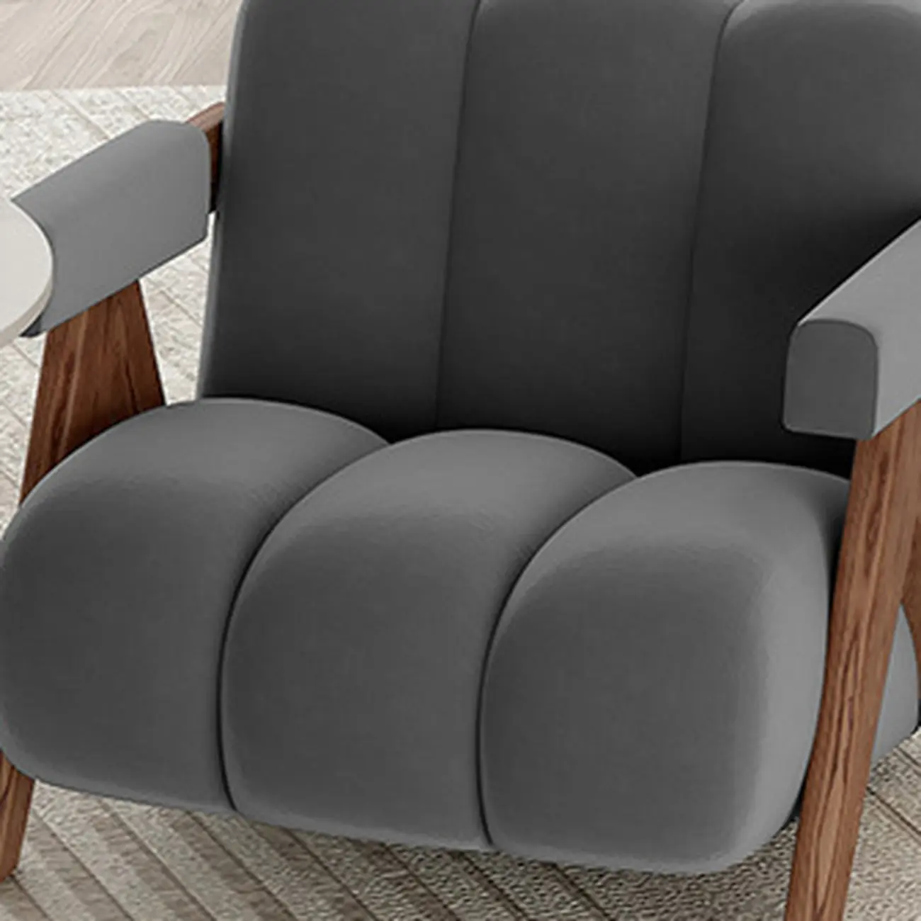 Vintage Fabric Accent Chair with Wooden Base for Living Room Image - 17 | homeyfad