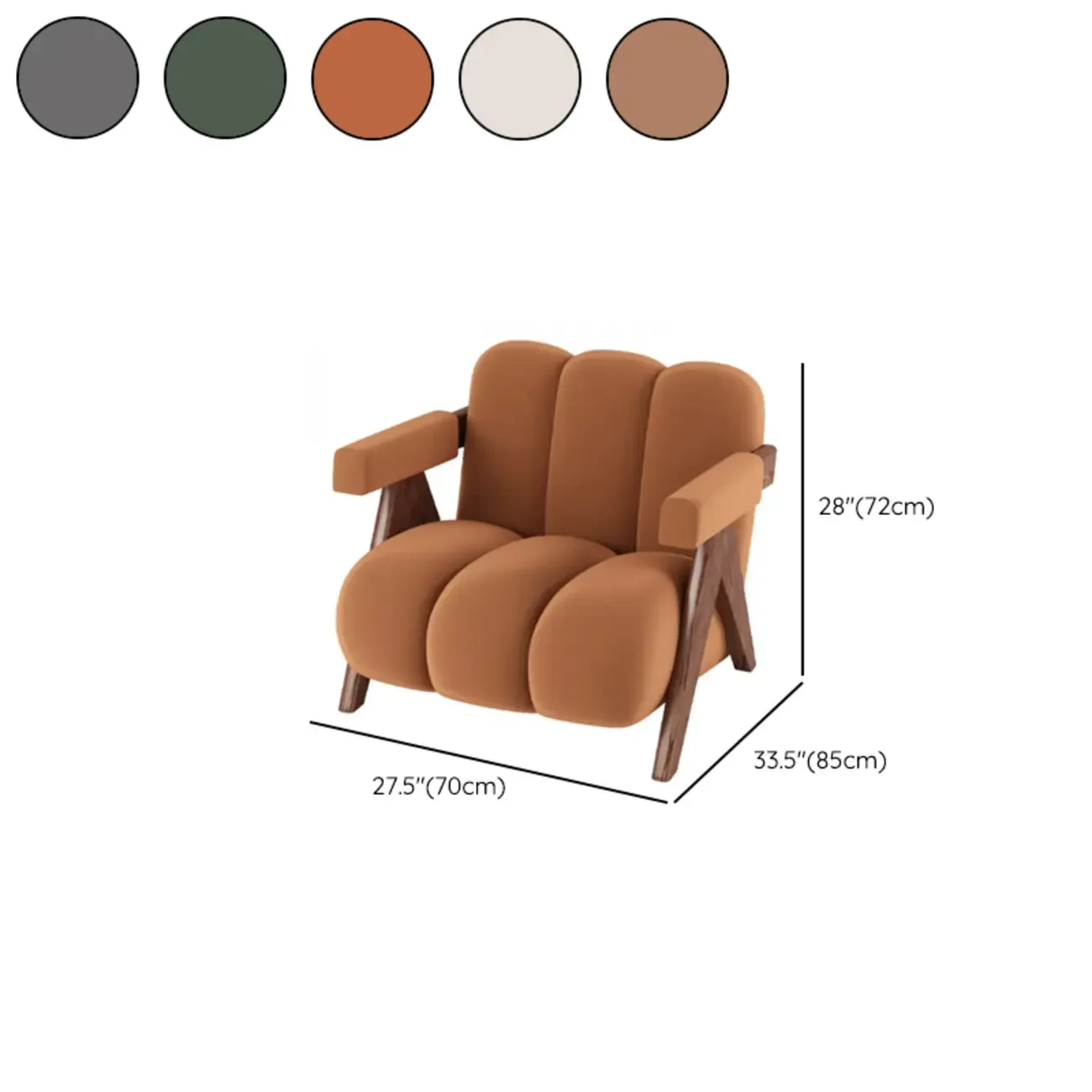 Vintage Fabric Accent Chair with Wooden Base for Living Room Image - 20