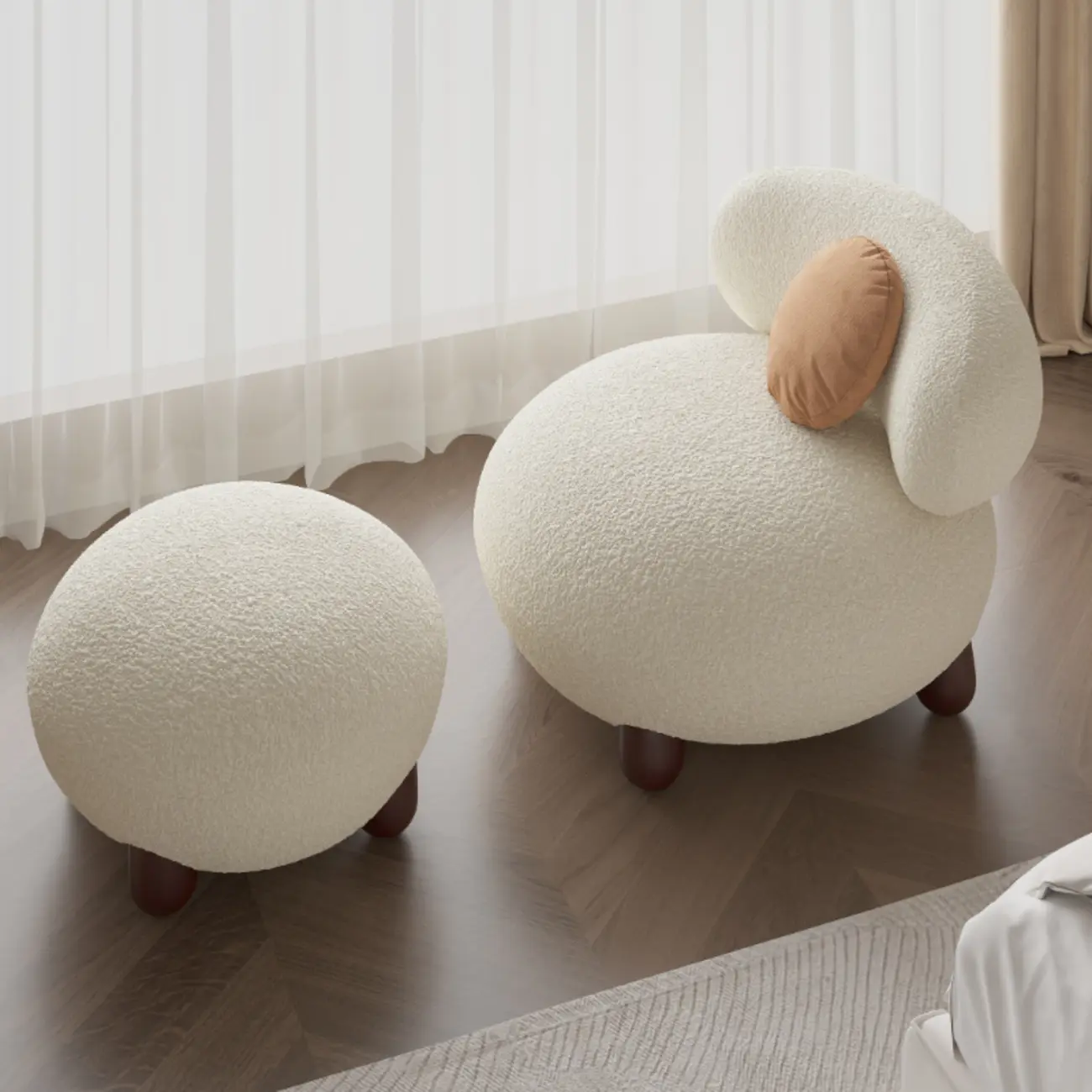 Durable Fabric Accent Chair with Curved Back for Living Room Image - 2 | homeyfad