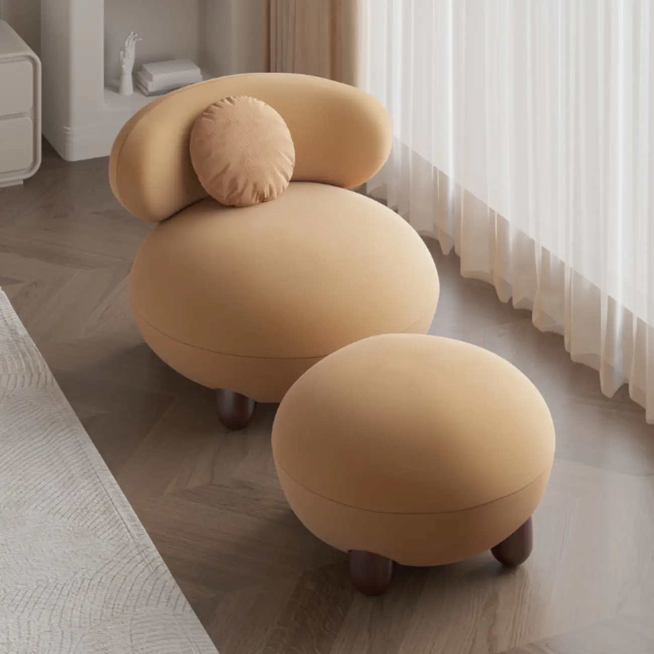 Durable Fabric Accent Chair with Curved Back for Living Room Image - 3 | homeyfad