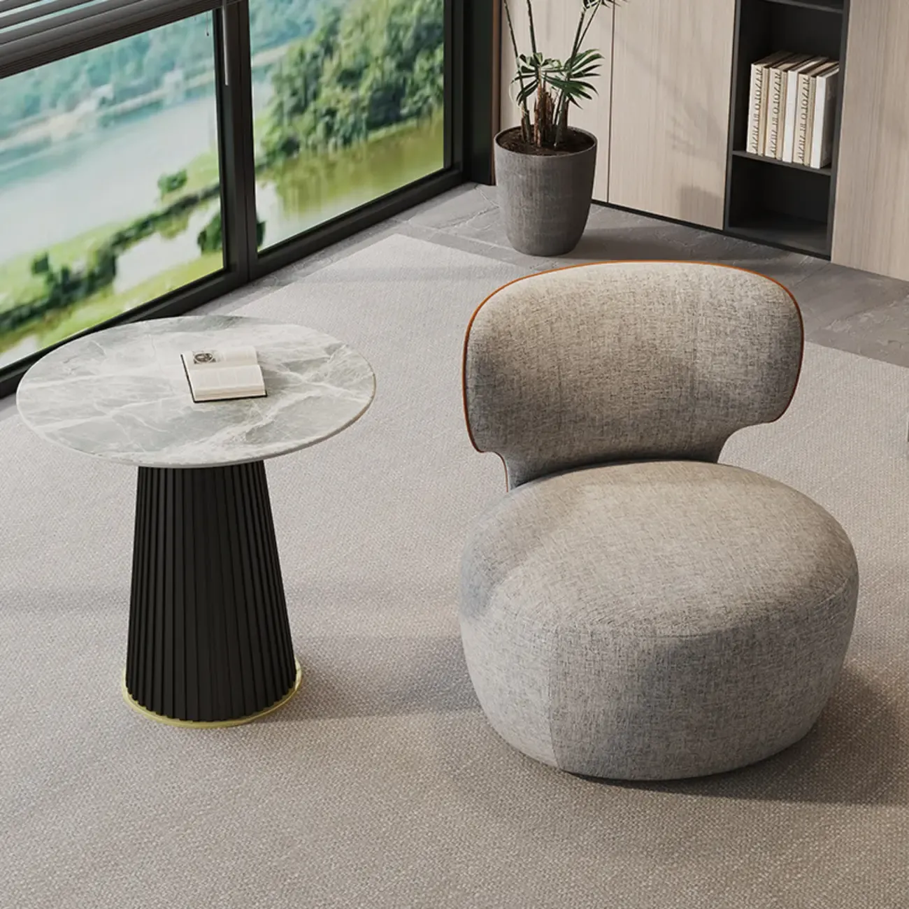 Modern Fabric Swivel Accent Chair with Scratch Resistantfor Living Room Image - 2