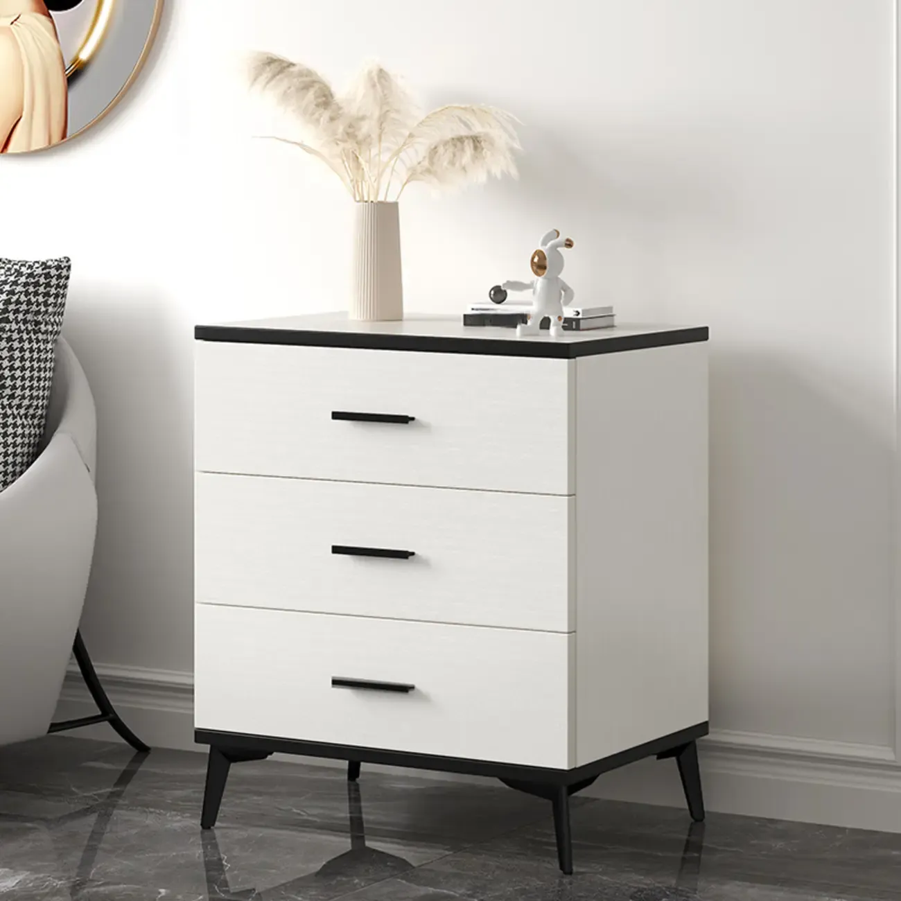 Modern White Wooden Gold Accent Storage Cabinet for Parlor Image - 2