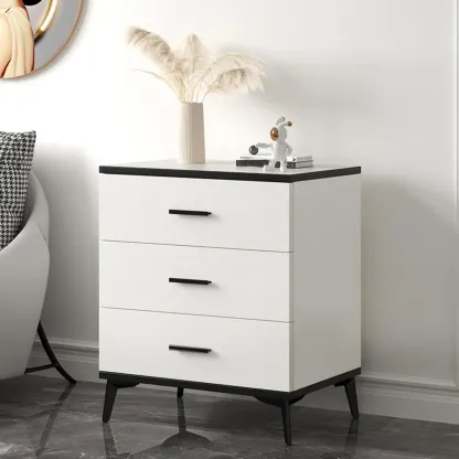 Modern White Wooden Gold Accent Storage Cabinet for Parlor Image - 2