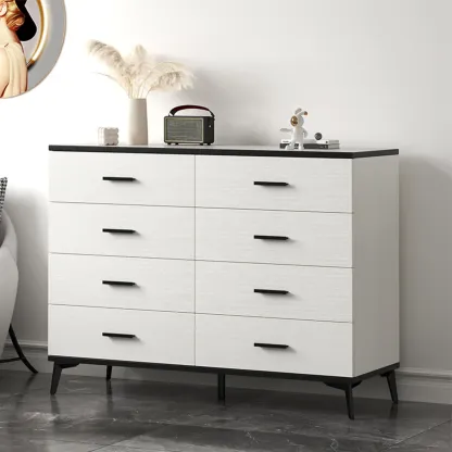 Modern White Wooden Gold Accent Storage Cabinet for Parlor Image - 3