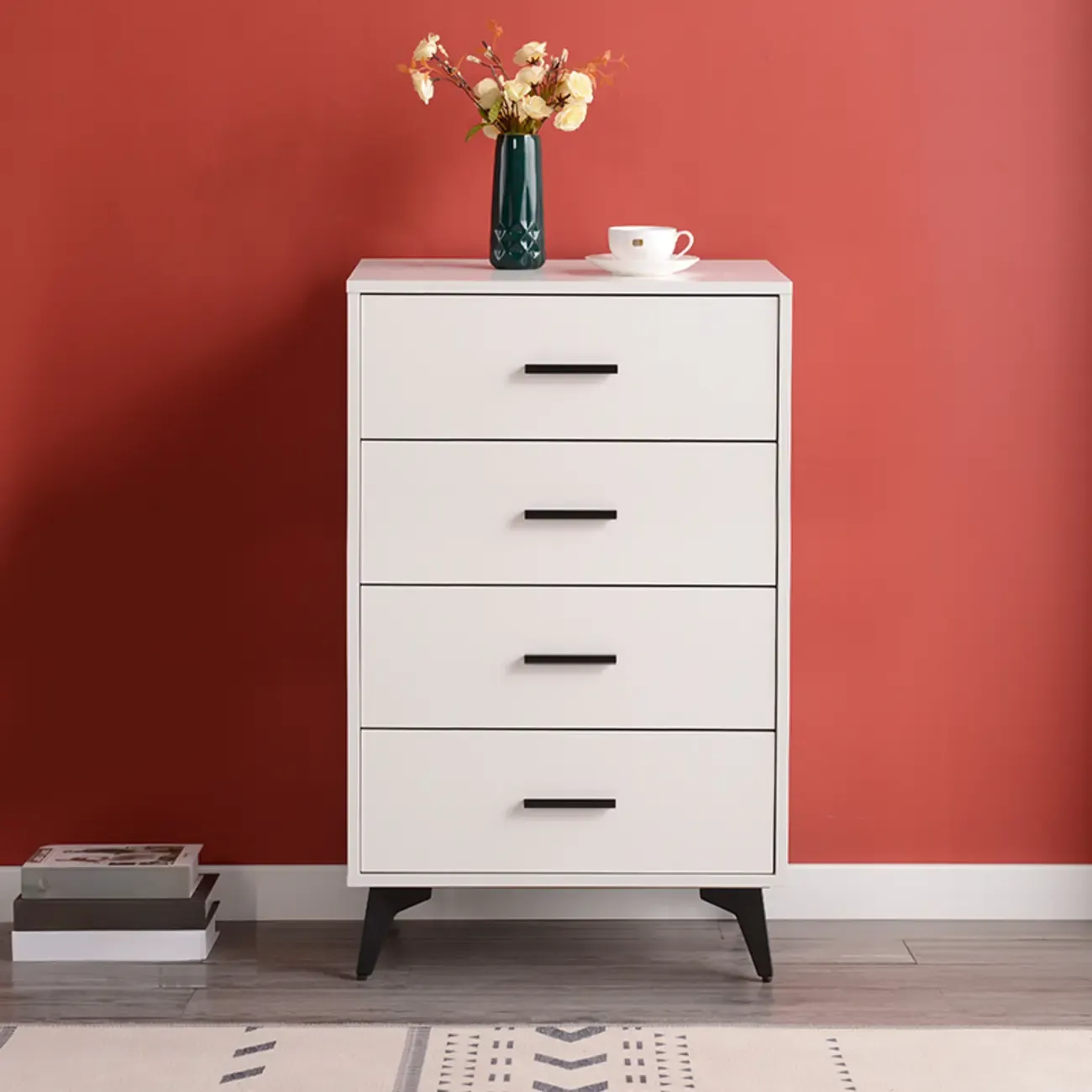 Modern White Wooden Gold Accent Storage Cabinet for Parlor Image - 4