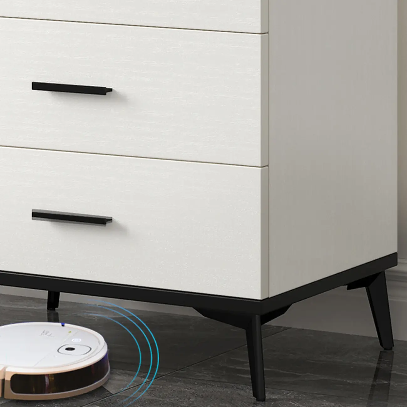 Modern White Wooden Gold Accent Storage Cabinet for Parlor Image - 8 | homeyfad